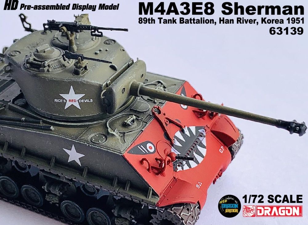 Available to Order – M4A3E8 Sherman 'Tiger Face' 89th Tank Battalion Han River Korea 1951 1:72 (DR 63139)