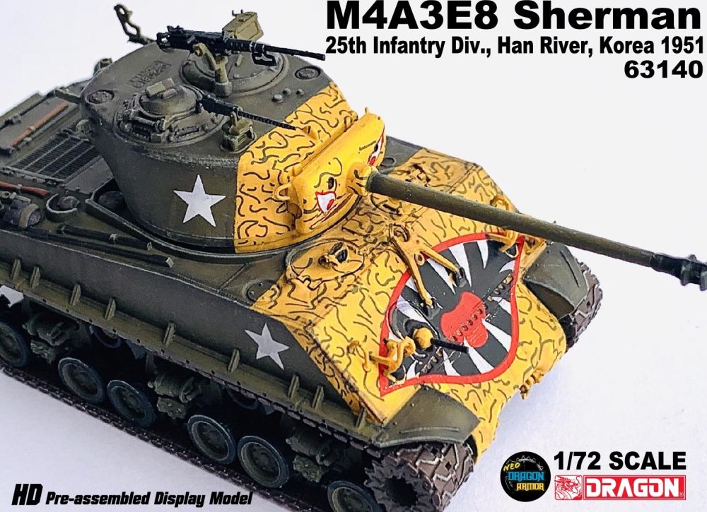 Available to Order – M4A3E8 Sherman 'Tiger Face' 25th Infantry Div. Han River Korea 1951 1:72 (DR 63140)