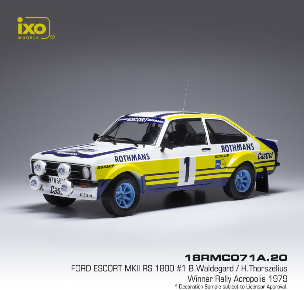 Available To Order – Ford Escort MK II RS 1800 No.1 Rallye Acropolis 1979 B.Waldegard/H.Thorszelius 1:18 (IXO 18RMC071A)