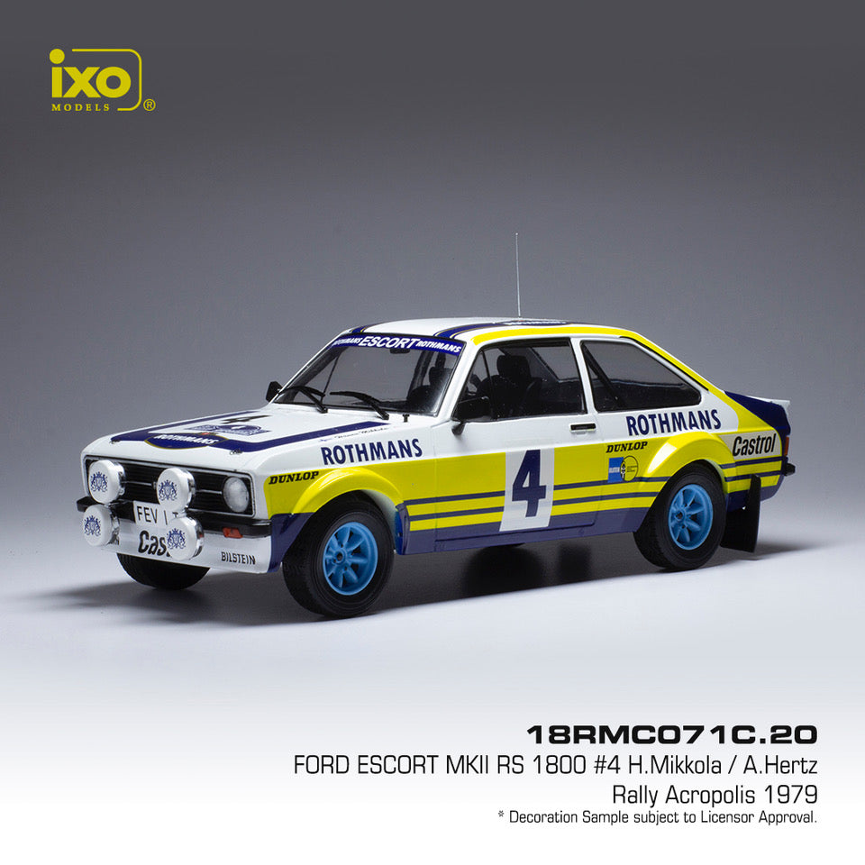 Available To Order – Ford Escort MK II RS 1800 #4 Rallye Acropolis 1979 H.Mikkola/A.Hertz 1:18 (IXO 18RMC071C)