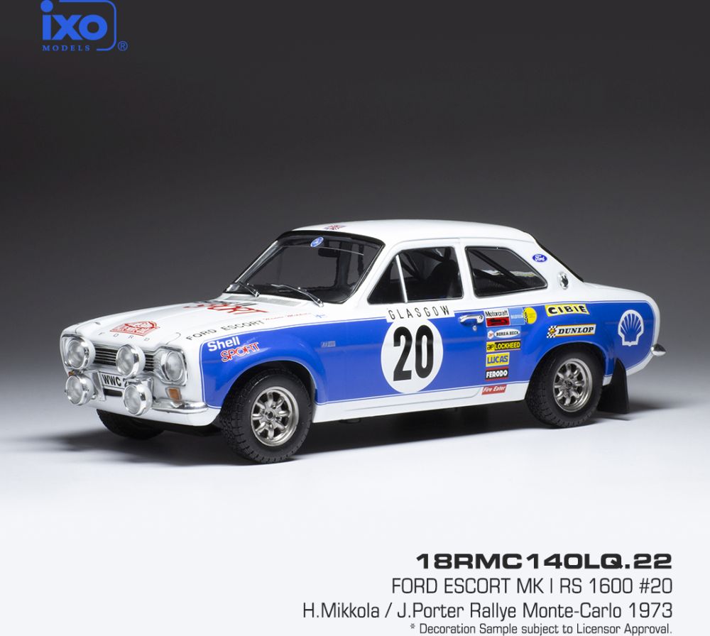 Available To Order – Ford Escort MK I RS 1600 #20 Rally Monte Carlo 1973 H.Mikkola/J.Porter 1:18 (IXO 18RMC140)