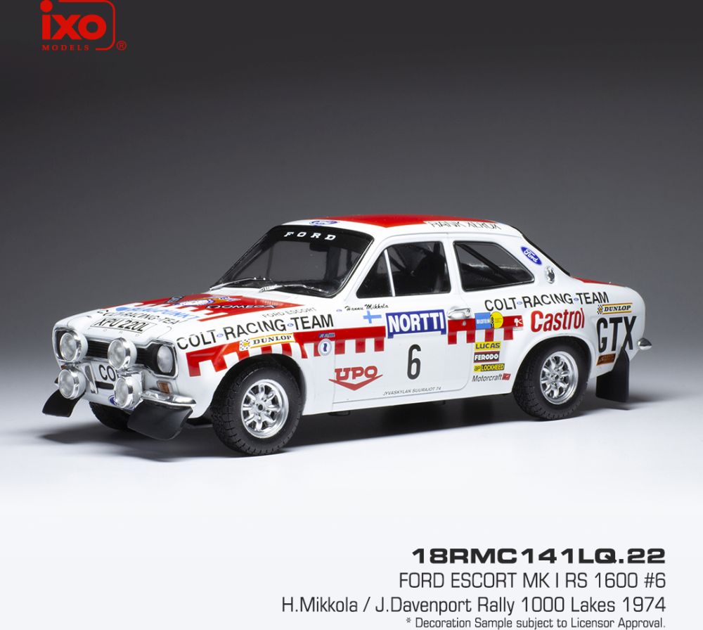 Available To Order – Ford Escort MK I RS 1600 #6 1000 Lakes Rally 1974 H.Mikkola/J.Davenport 1:18 (IXO 18RMC141)
