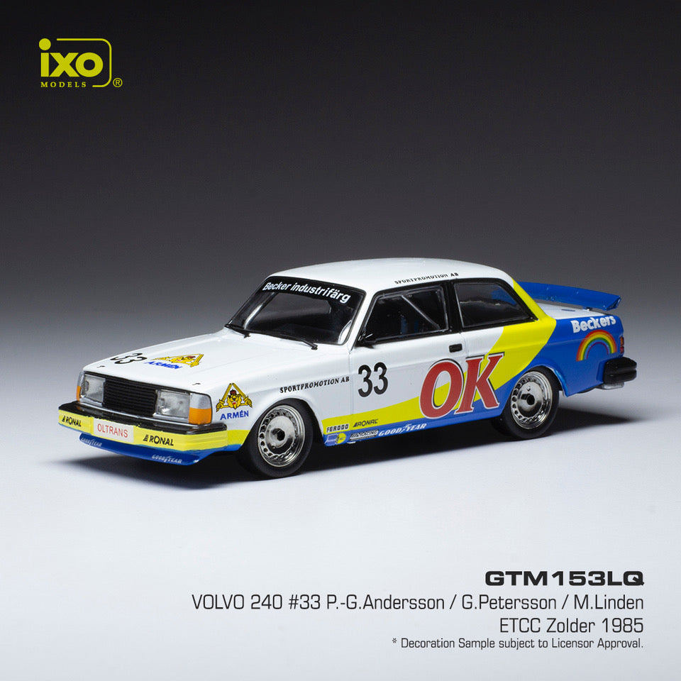 Available To Order – Volvo 240 #33 ETCC Zolder 1985 G.Andersson M.Linden 1:43 IXO Model (IXO GTM153)