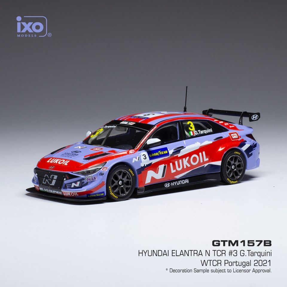 Available To Order – Hyundai Elantra N TCR #3 BRC Hyundai N SC Lukoil WTCR Portugal 2021 G.Tarquini 1:43 IXO Model (IXO GTM157B)
