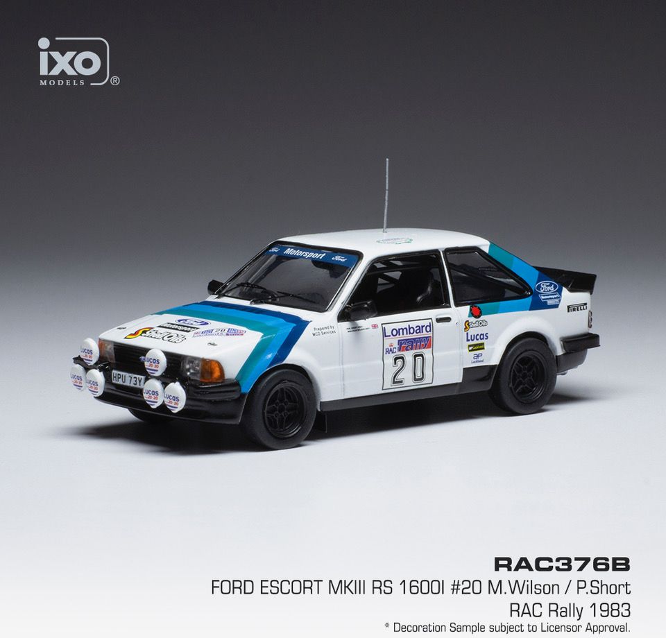Available To Order – Ford Escort MKIII RS 1600i #20 RAC Rally 1983 M.Wilson/P.Short 1:43 IXO Model (IXO RAC377)