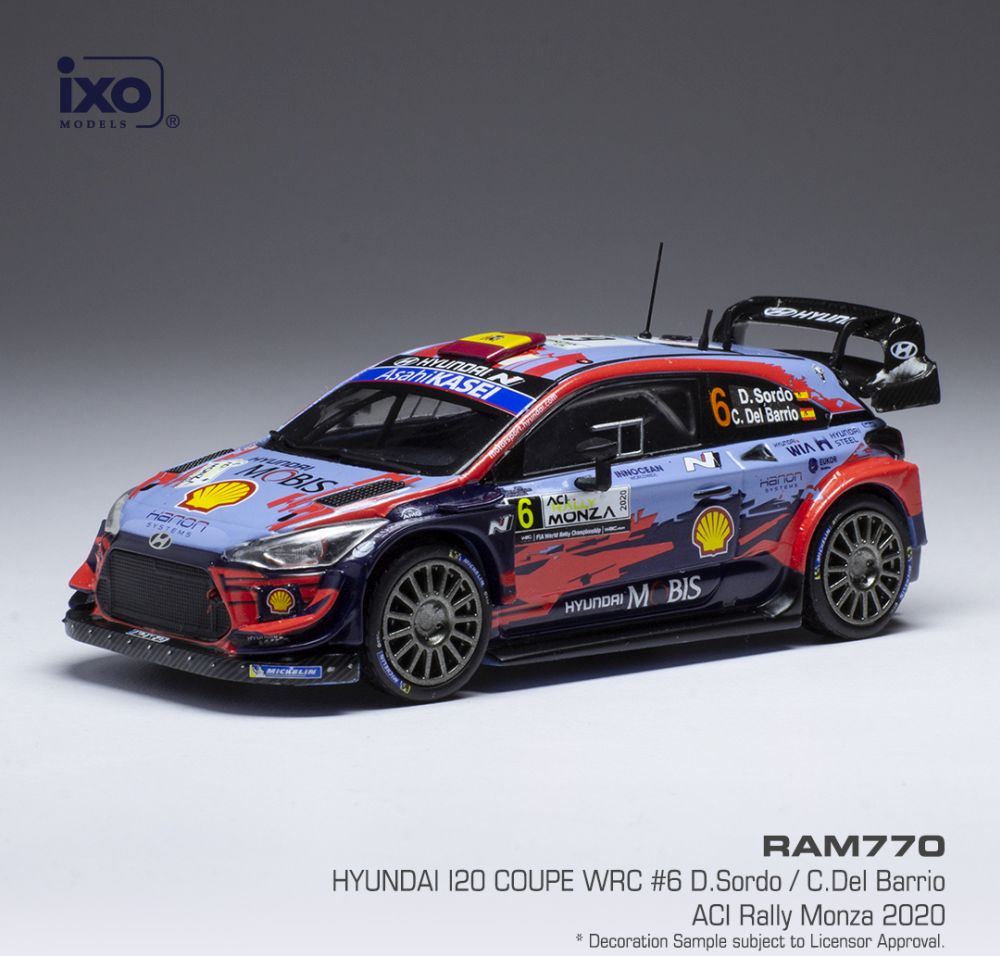 Available To Order – Hyundai i20 Coupe WRC #6 WRC Rallye Monza 2020 D.Sordo/C.Del Barrio 1:43 IXO Model (IXO RAM770)