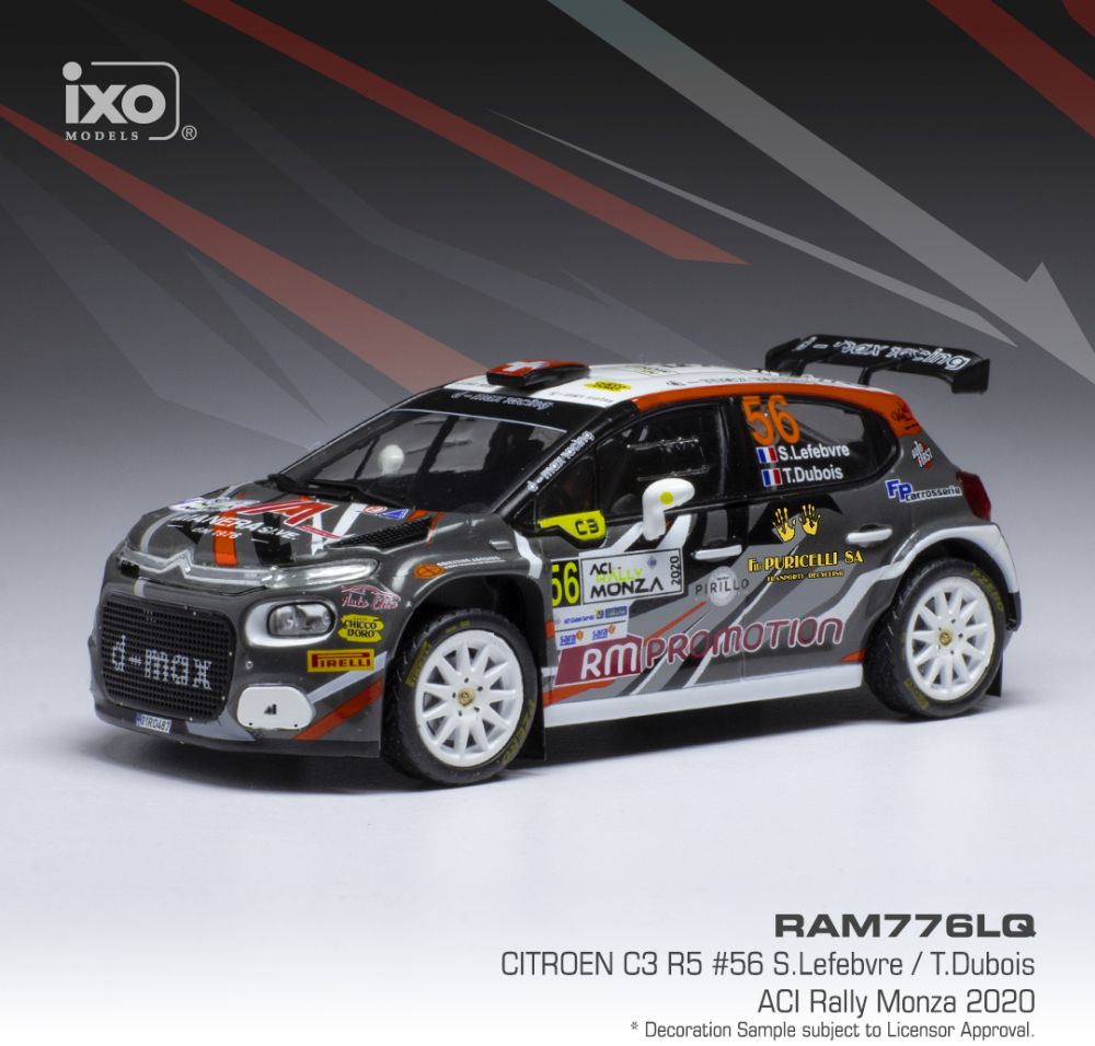Available To Order – Citroen C3 R5 #56 WRC Rallye Monza 2020 S.Lefebvre/T.Dubios 1:43 IXO Model (IXO RAM776)