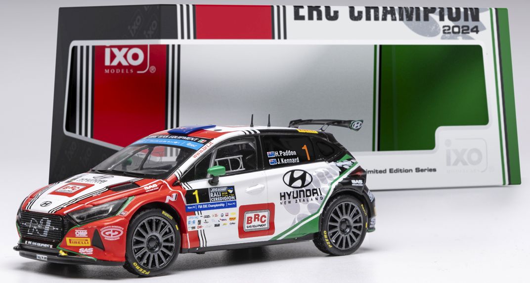 Available To Order – Hyundai i20 N Rally 2 Rali Ceredigion 2024 #1 Paddon/Kennard 1:43 IXO Model (IXO RAM952B)