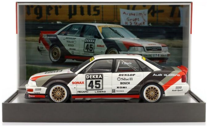 Available To Order – Audi V8 Quattro #45 DTM Champion 1991 Frank Biela **Collectors box** 1:18 IXO Model (IXO W1801508C)