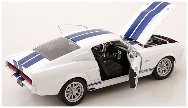 Available To Order – Ford Mustang Shelby GT500 White/Blue Eleanor 1967 1:12 (KKS DC120172)