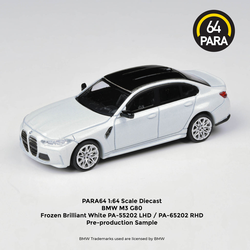 BMW M3 (G80) Frozen White (RHD) 1:64 Para64 Model Car (PAR65202)