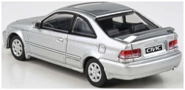 Available to Order – Honda Civic EM1 Vogue Silver Metallic w/Wing 1999 (RHD) 1:64 (PAR 65626)