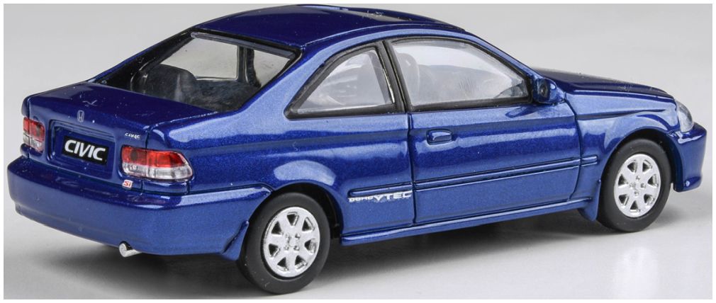 Available to Order – Honda Civic EM1 Electron Blue Pearl (Wingless) 1999 (RHD) 1:64 (PAR 65629)