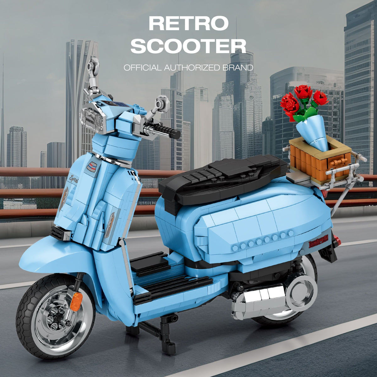 Available To Order – Lambretta V200 Scooter Blue (1169pcs) 32.7 CM Reobrix Model (REO 11037)