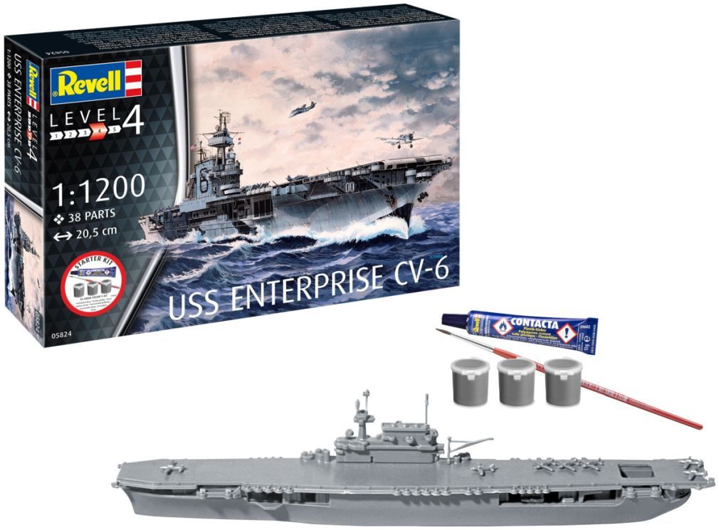 USS Enterprise CV-6 Starter Kit 1:1200 Revell Model (view 2)
