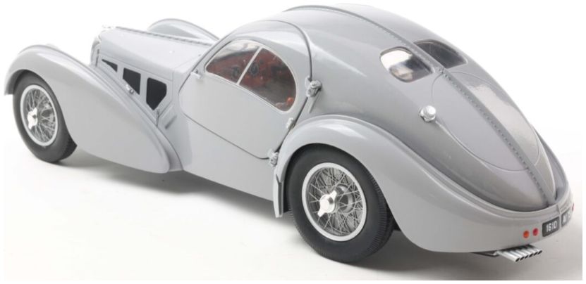 Available To Order – Bugatti Atlantic Type 57 SC Matte Silver 1937 1:18 (SOL 1802106)