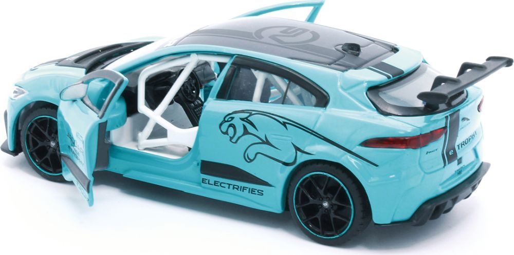 Available To Order – Jaguar I-PACE e-TROPHY - Blue Pull Back 1:36 Tayumo Model (TAY 36100022)