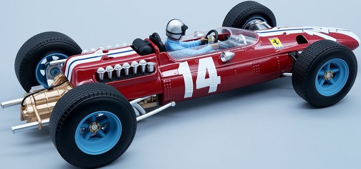 Available To Order – Ferrari 512 F1 GP USA Team NART 1965 #14 Pedro Rodriguez w/Driver Figure 1:18 (TEC 1898D)