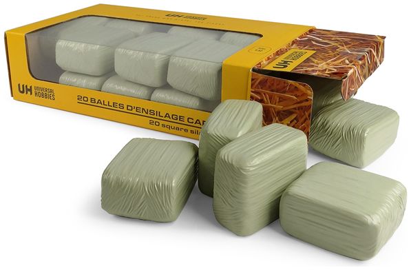 Available To Order – Square Silage Bales Green (Pack of 20) 1:32 Universal Hobbies Model (UNI 6881)