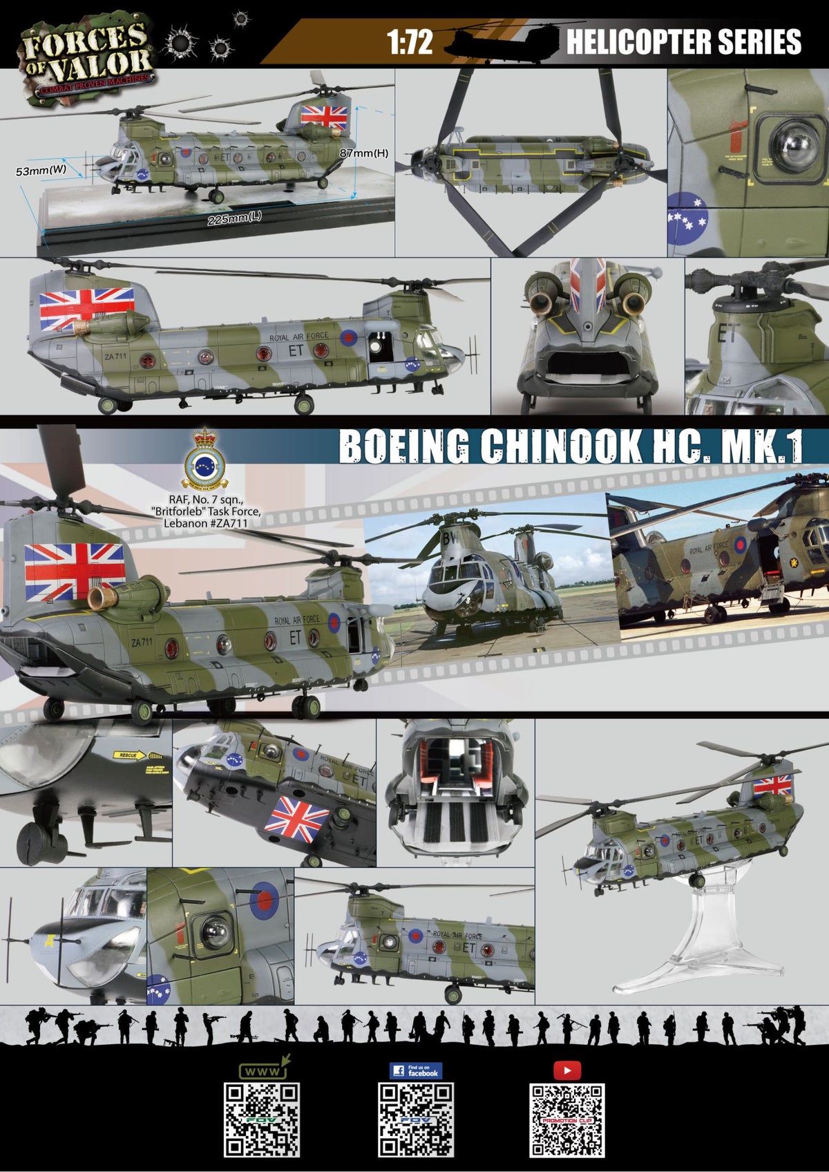 Chinook RAF 7th Squadron Lebanon 1984 1:72 Forces Of Valor Model (view 3)