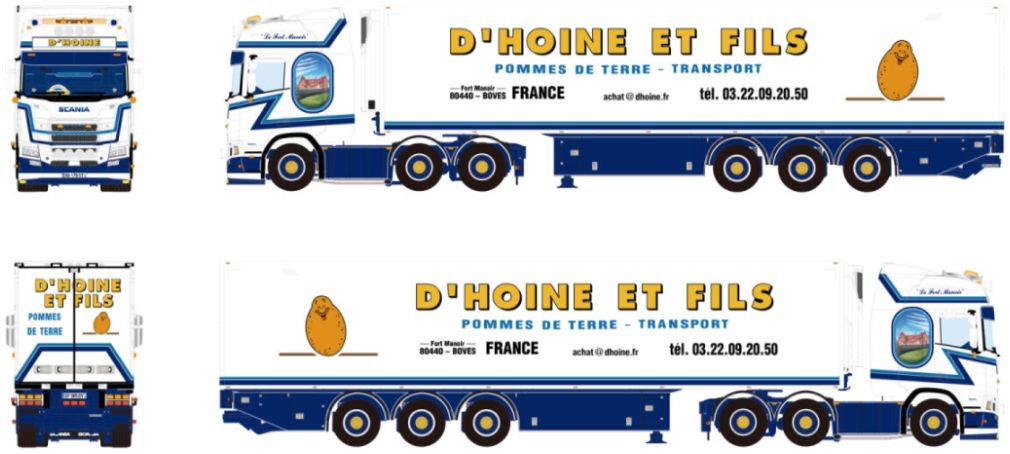 Available To Order – Scania R Highline CR20H 6x2 Twin Steer Reefer Trailer 3 Axle D'Hoine 1:50 (WSI 01-4843)