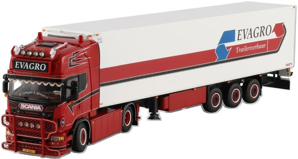 Available To Order – Scania R6 Topline 4x2 Reefer Trailer 3 Axle Evagro 1:50 (WSI 01-4996)