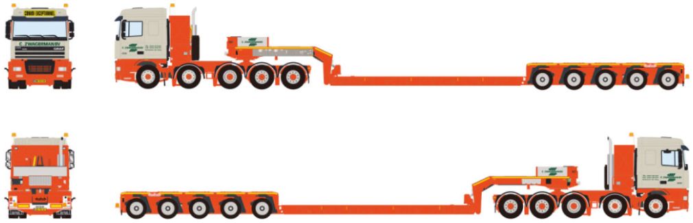 DAF 95XF Space Cab 10x4 Low Loader 5 Axle C. Zwagerman GINAF 1:50 WSI Models Model (view 2)