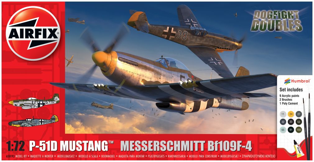 Available To Order – P-51D Mustang vs Bf109F-4 Dogfight Double 1:72 Airfix Model (AIR 50193)