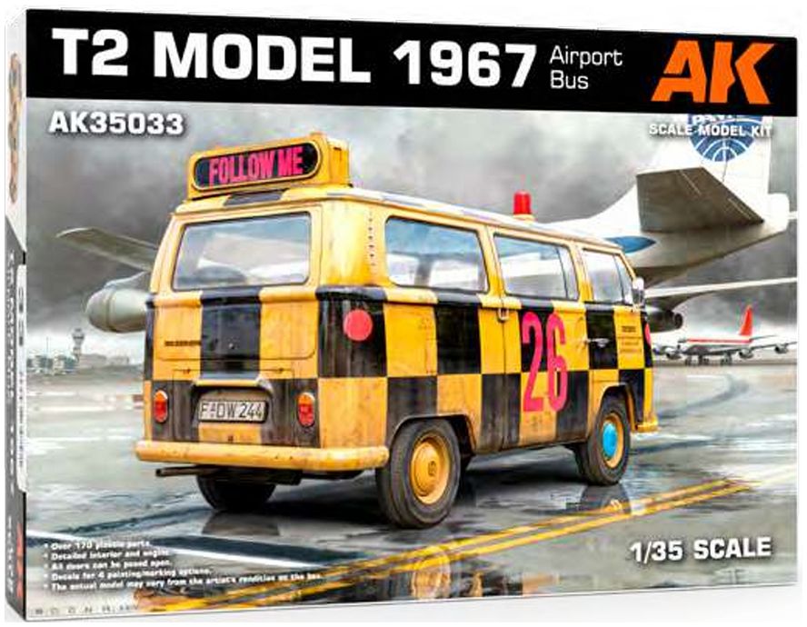 Available To Order – T2 Model 1967 Airport Bus 1:35 AK Interactive Model (AKI 35033)