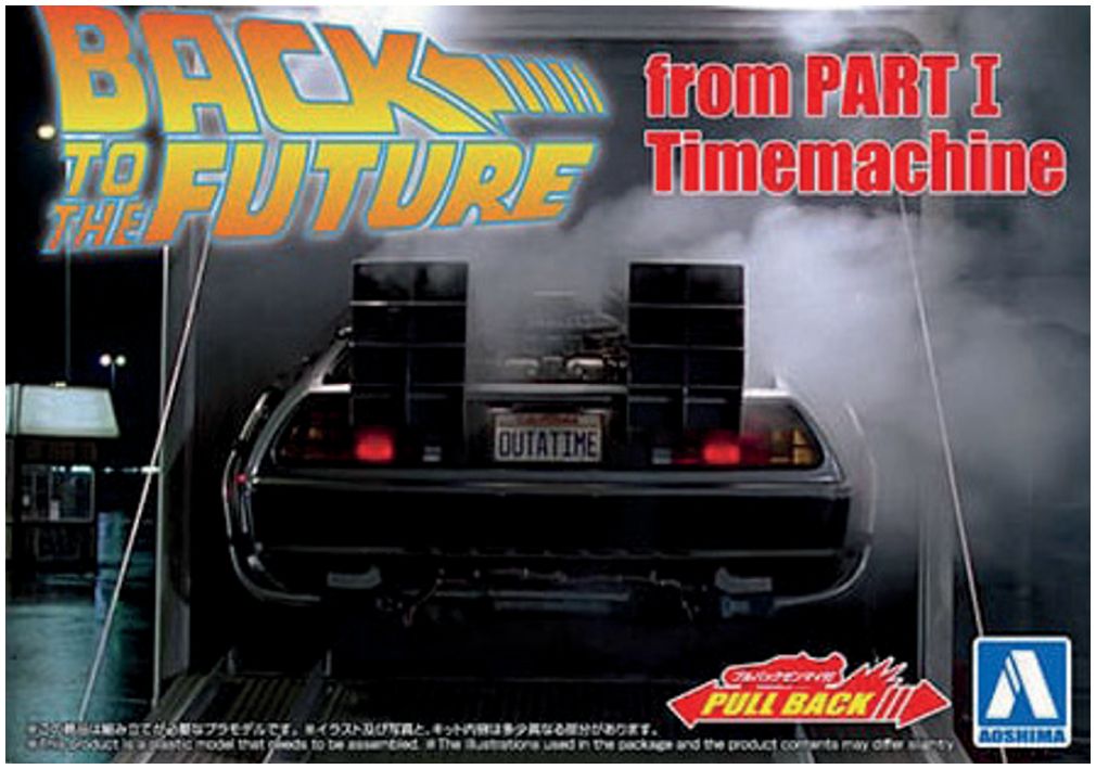 Available To Order – Pullback Back To The Future Part I Time Machine 1:43 Aoshima Model (AOS 05475)