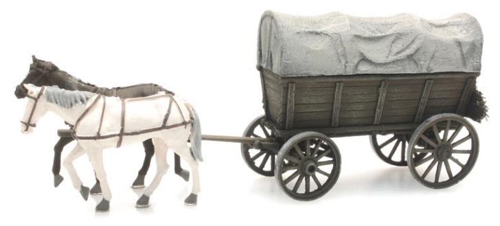 Available To Order – Farm Wagon With Tarp 1:87 Ready-Made, Painted 1:87 (ATT 387285)