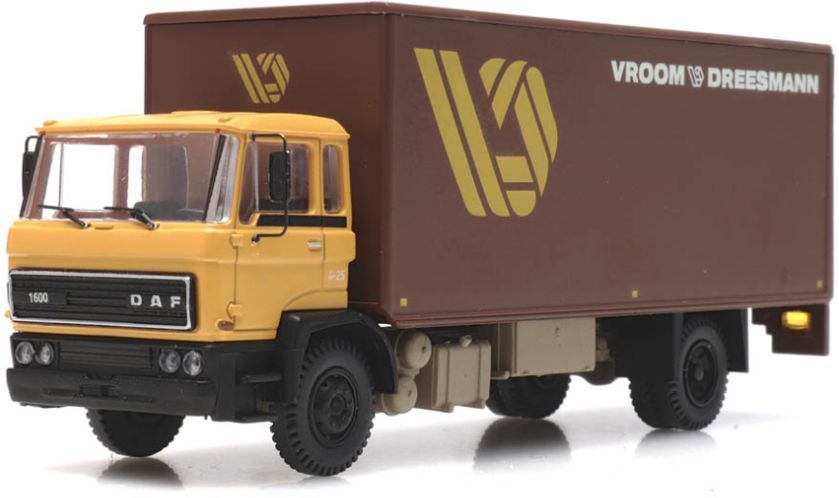 Available To Order – DAF Tiltcab B Box Van Vroom + Dreesmann Brown 1:87 Ready-Made, Painted 1:87 Artitec Model (ATT 48705204)