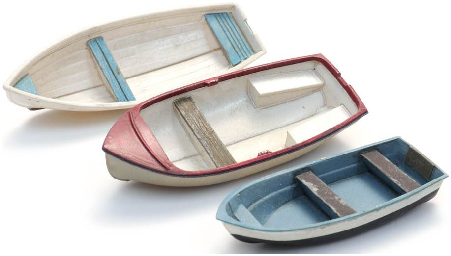 Available to Order – Polyester Rowing Boats (3x) Resin Kit, Unpainted 1:87 Artitec Model (ATT 50152)