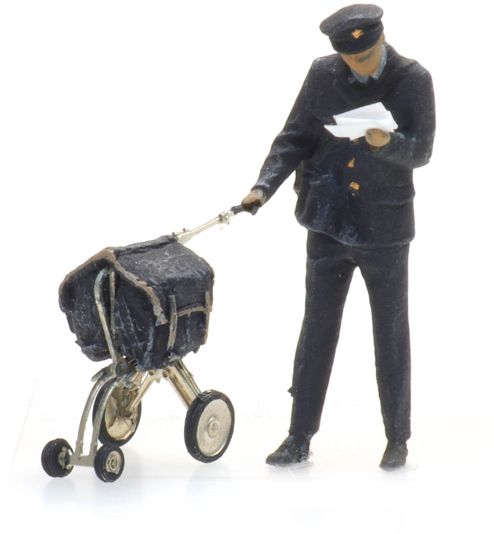 Available To Order – Postman And Cart (1 Figure) 1:87 Ready-Made, Painted 1:87 Artitec Model (ATT 5870004)