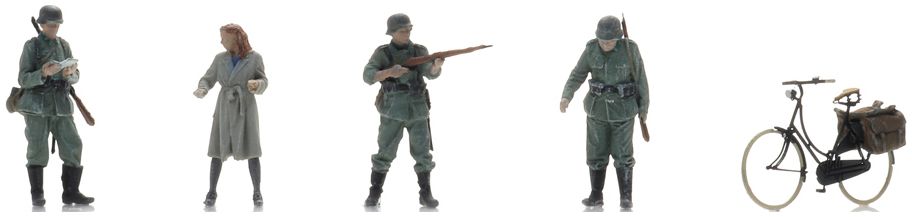 Available To Order – Checkpoint + Woman on Bicycle (4x) (WM) Ready-Made Figures 1:87 Artitec Model (ATT 5870064)