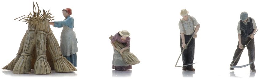 Available to Order – Wheat Harvest w/Scythe (4x) Ready-Made Figures 1:87 Artitec Model (ATT 5870075)