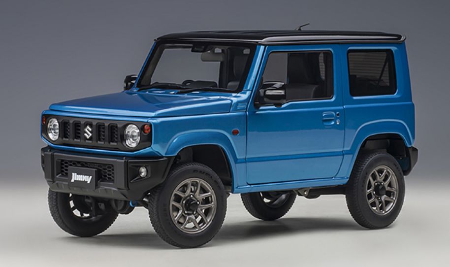 Available To Order – Suzuki Jimny (JB64) Brisk Blue Metallic/ Bluish Black Pearl Metallic Roof 1:18 AutoArt Model (AUT 78502)