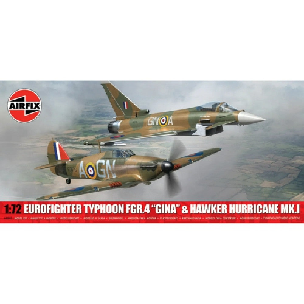 Available To Order – AX40002 - 1:72 Twin Pack - Eurofighter Typhoon Fgr.4 (gina) And Hawker Hurricane Mk.i (plastic Kit) AIRFIX Model (AX40002)