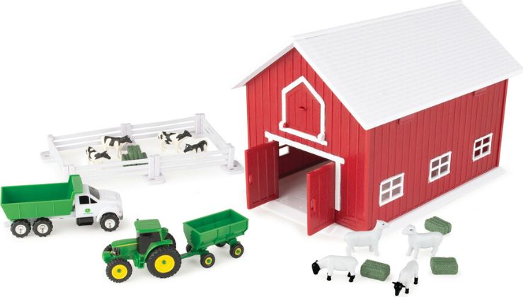 Available to Order – John Deere 24pc Playset w/Red Barn 1:64 (BRI 47333)