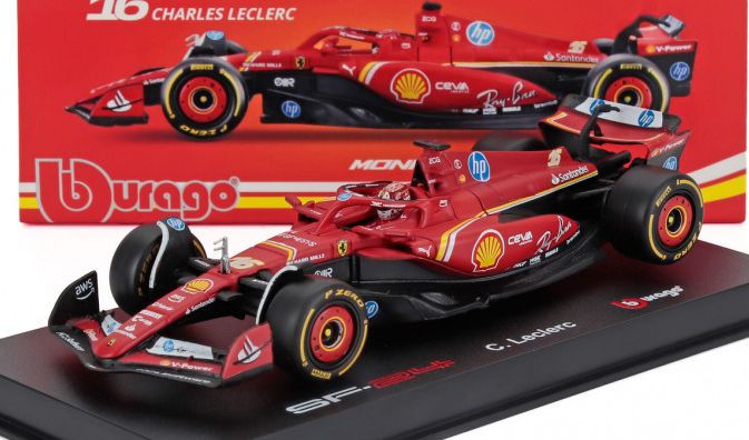 Available To Order – Ferrari F1 SF-24 #16 Winner Monaco GP 2024 Charles Leclerc w/Driver/Showcase 1:43 (BUR 36843-L-MONACO)