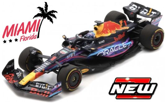 Available to Order – Red Bull Racing RB19 #1 Max Verstappen Winner Miami GP 2023 w/Helmet 1:43 (BUR 38083VM)
