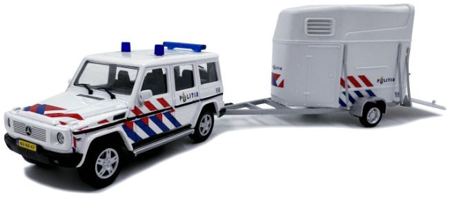 Available To Order – Mercedes Benz G-Class Civilian Police + Horse Trailer Dutch Police Version Set 1:43 Cararama Model (CAR POLITIESET01)