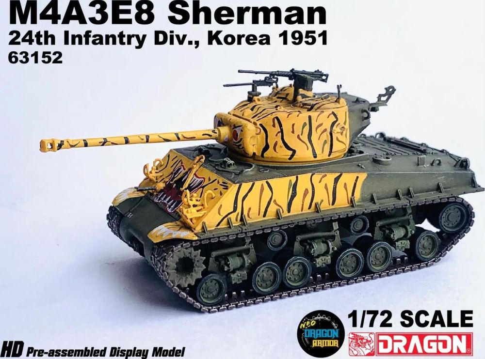 Available to Order – M4A3E8 Sherman 'Tiger Face' 24th Infantry Div. Korea 1951 1:72 (DR 63152)