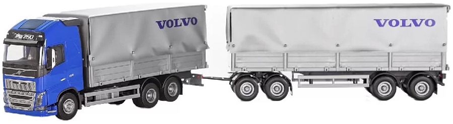Volvo FH16 Drawbar Truck and Trailer Blue 1:25 Emek Model