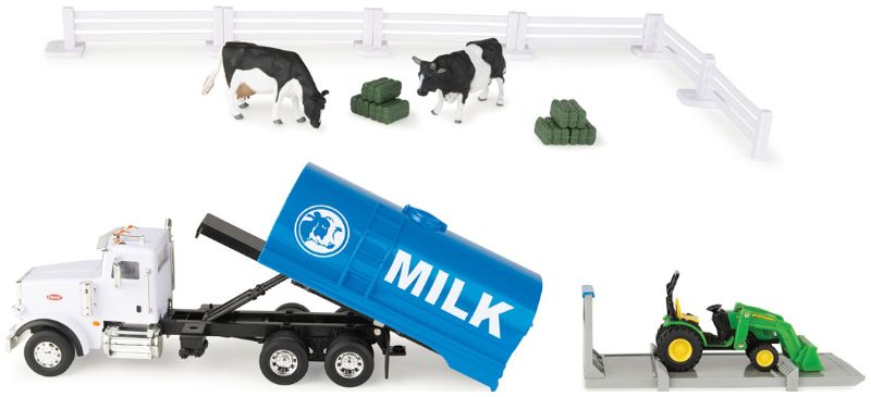 Available to Order – Switch N Load Milk Tank, Flatbed w/JD Skid Loader 1:32 (ERT 47496)