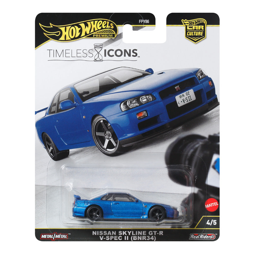1:64 HOTWHEELS Timeless Icons 4/5 Nissan Skyline GT-R V-Spec II (BNR34) JBK92