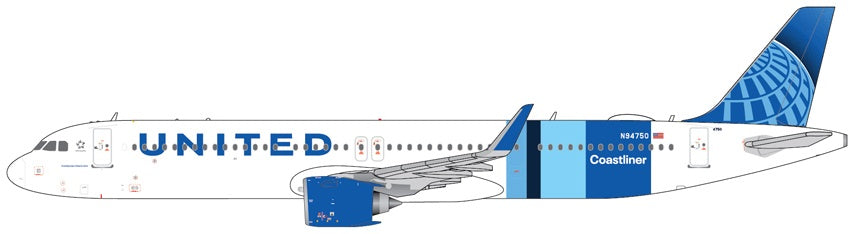 Available To Order – Airbus A321 NEO Unit Airlines N94750 'Coastliner' 1:400 Gemini Jets Model (GEM GJUAL2423)