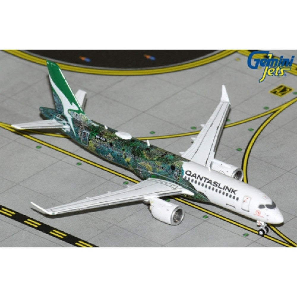 THIS ITEM IS AVAILABLE TO ORDER - 1:400 GEMINI JETS GJQFA2275 QANTASLINK A220-300 VH-X4A MINYMA KUTJARA TJUKURPA (GREEN LIVERY)