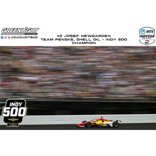 Available To Order – 2023 NTT Indycar Series - No.2 J.newgarden/team Penske Shell Oil - 2023 Indianapolis 500 Champion 1:18 GreenLight (GL11221)