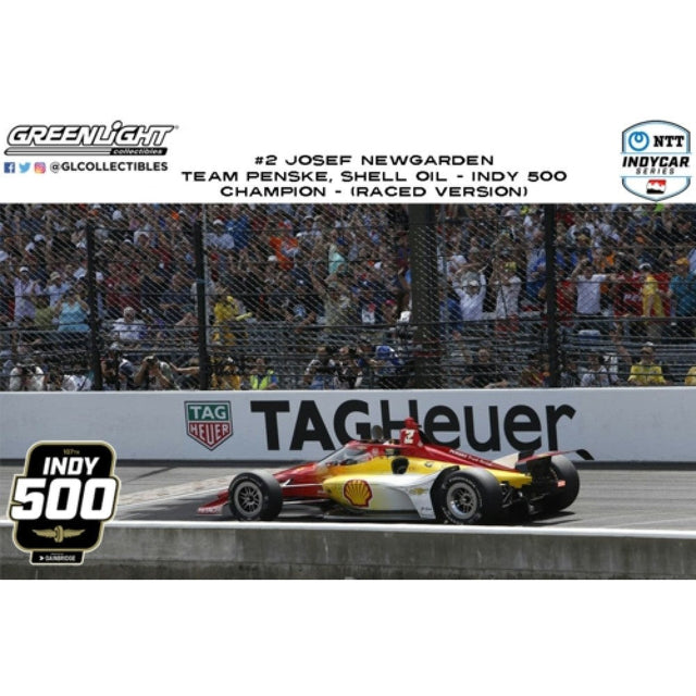 Available To Order – 2023 NTT Indycar Series - No.2 J.newgarden/team Penske Shell Oil - 2023 Indianapolis 500 Champion (Raced Version) 1:18 GreenLight (GL11222)